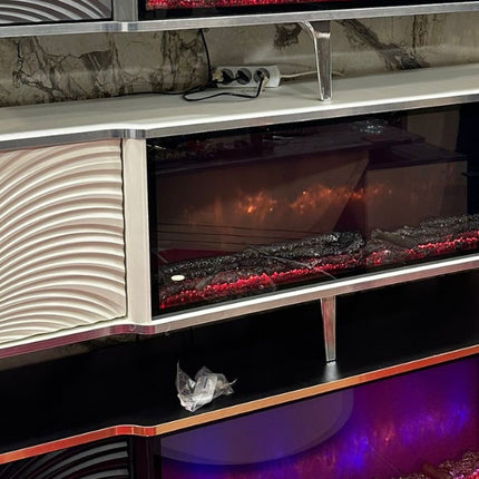 Mesa de TV com lareira digital - BRANCO