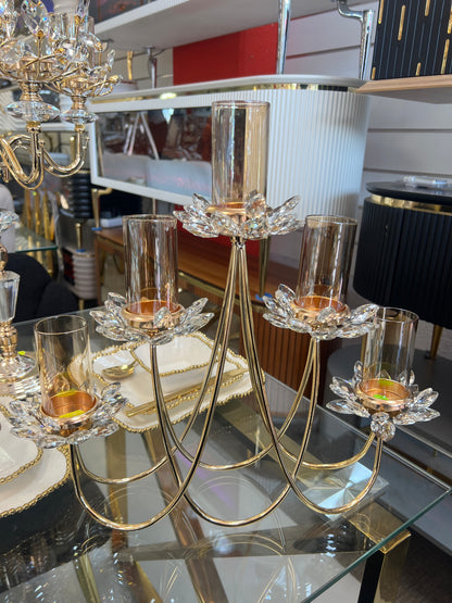 Candelabro colgante decorativo con 6 brazos y copas de cristal