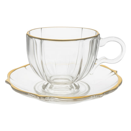 Set de 6 Tazas de Cristal con Platillos – 150mL- Diseño Clásico y Elegante