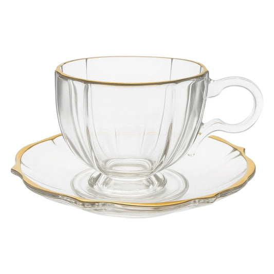 Set de 6 Tazas de Cristal con Platillos – Diseño Clásico y Elegante