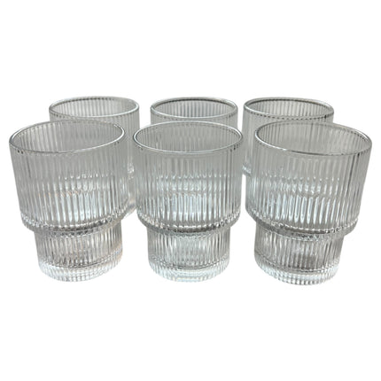 🥃 Conjunto de 6 Copos de Vidro com Canelado – Elegância para sua Mesa