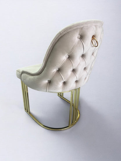 GRANDV03 velvet chair, BEIGE color, gold metal legs