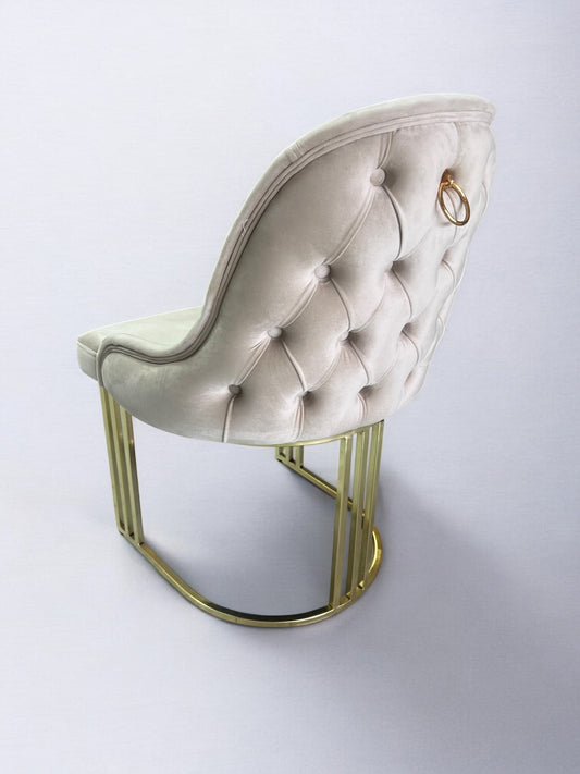 GRANDV03 velvet chair, BEIGE color, gold metal legs