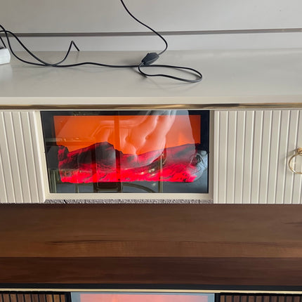 Mesa de TV com lareira digital - WHITE GOLD