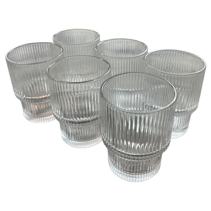 🥃 Conjunto de 6 Copos de Vidro com Canelado – Elegância para sua Mesa