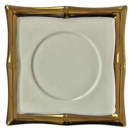 🎋Conjunto de 6 chávenas e pires Bamboo Elegance – Porcelana branca e dourada