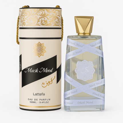 🌿 Compre Musk Mood da Lattafa - Perfume unissex de luxo com almíscar branco e notas florais