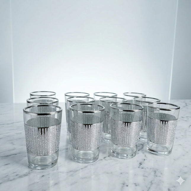 Conjunto de 12 Copos de Vidro com Desenho Decorativo – 180 ml