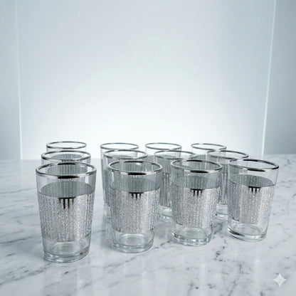 Set de 12 Vasos de Té Verde Safa con Diseño Plateado