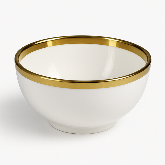 Bol de Cerámica Ø12,5 cm con Borde Dorado – Blanco Elegante