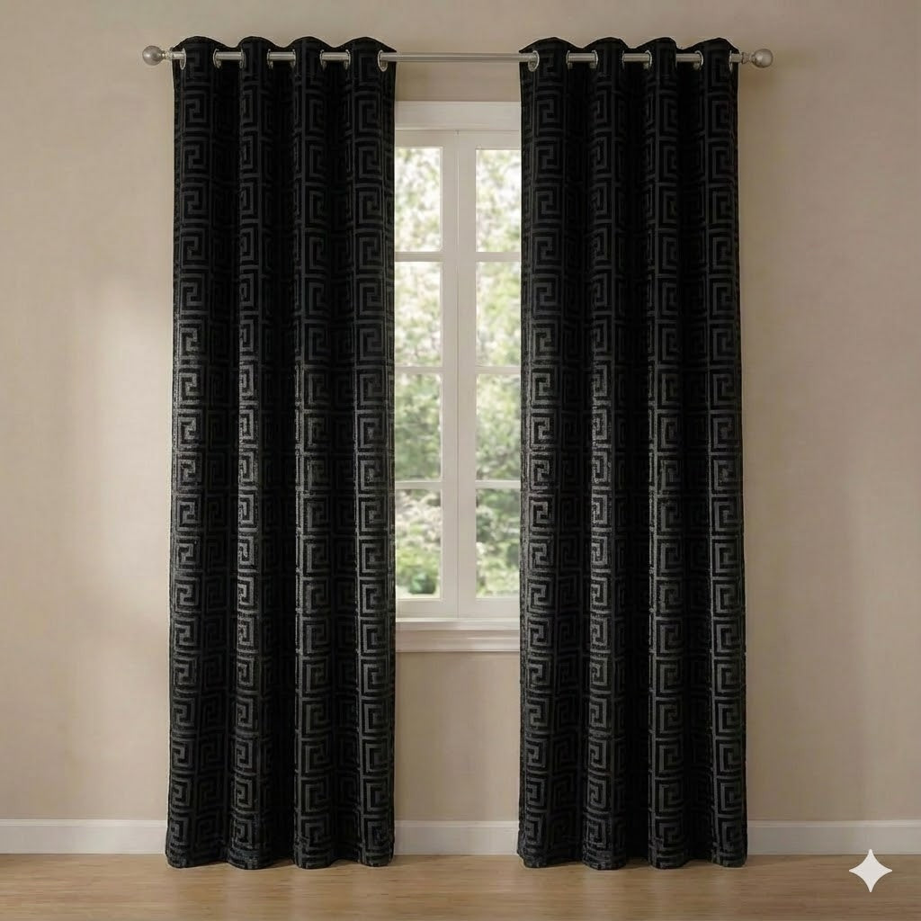 CORTINA MODELO VERSACE OPACA 140 X 260 CM - COLOR NEGRO