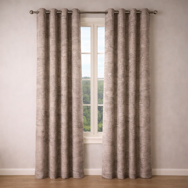 Cortinas Blackout de Poliéster, Padrão de Ondas, 140x260cm - 2 Peças, Elegantes e Modernas - Cinza