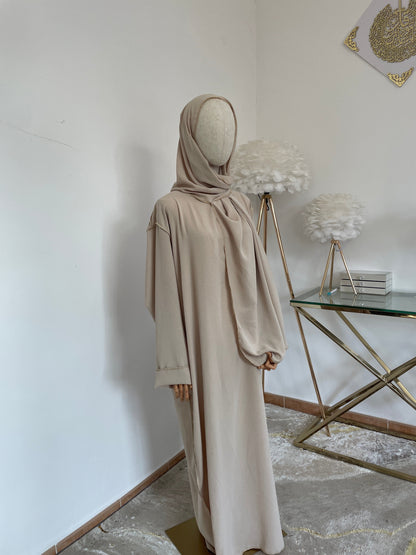 Abaya con velo integrado tela Crepe