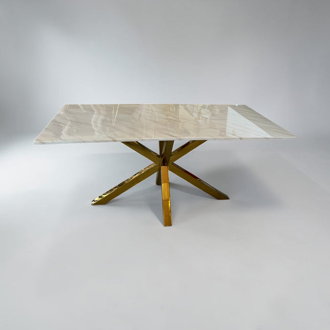 Mesa de Comedor de Diseño Contemporáneo - Marmol y Acero180x90x75 Alta calidad