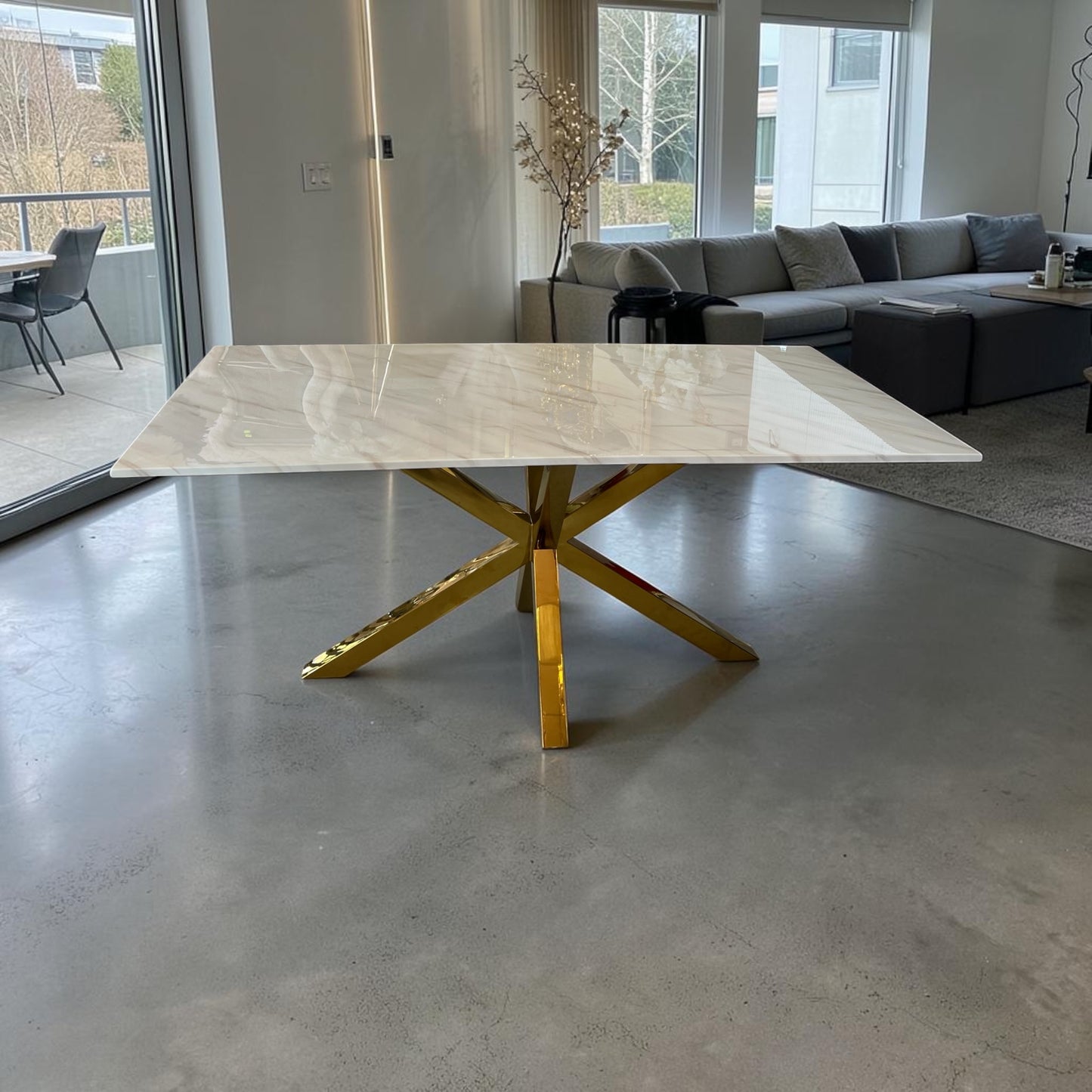 Mesa de Comedor de Diseño Contemporáneo - Marmol y Acero180x90x75 Alta calidad
