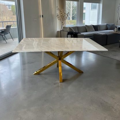 Mesa de Comedor de Diseño Contemporáneo - Marmol y Acero180x90x75 Alta calidad