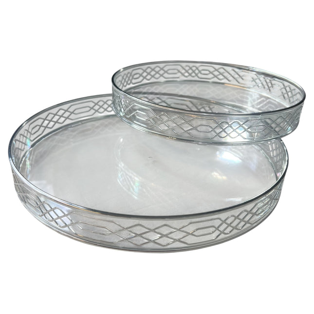 ✅ Set de 2 Bandejas Redondas de plástico PLATEADO Estilo Árabe — 33 cm y 28 cm 🕌✨
