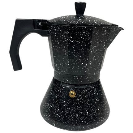 Italian Aluminum Coffee Maker with Black Speckled Design – Vintage Style ☕✨