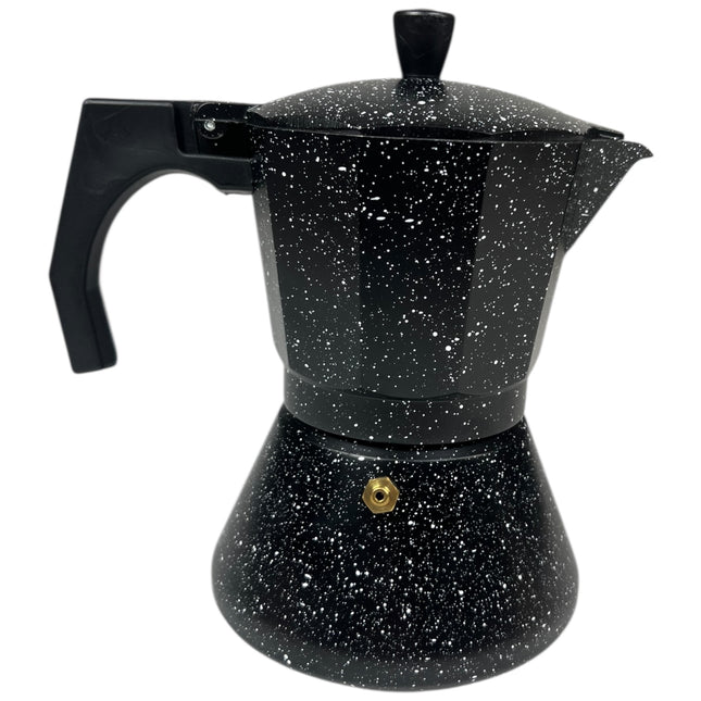 Cafetera Italiana de Aluminio Negra Moteada – Estilo Vintage ☕✨