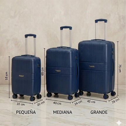 Maleta Rígida de Viaje con Ruedas 360º – Disponible en Tamaño Pequeño, Mediano y Grande - AZUL OSCURO