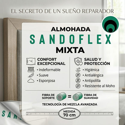 Almohada Sandoflex Mixta 70 cm – Suave, Antialérgica e Indeformable