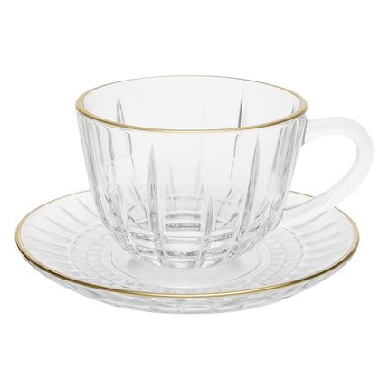 Conjunto de 6 xícaras de vidro com pires – Design clássico e elegante