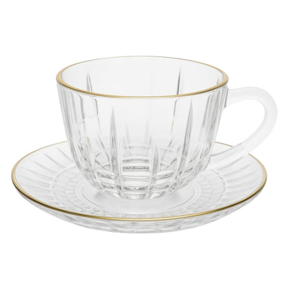 Conjunto de 6 xícaras de vidro com pires – Design clássico e elegante