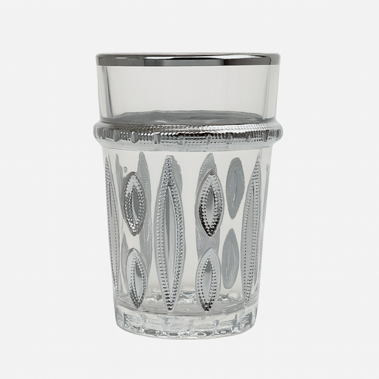 Set de 12 Vasos de Té – Modelo "relieve de almendra plateada"