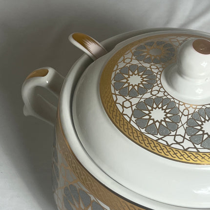 Juego de Sopa Oriental  – 2,7L-Tazón Grande con 6 Bowls, Platos y Cucharas (Diseño Tradicional Asiático)