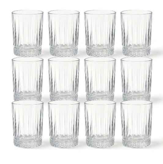 Pack of 12 Crystal Glasses | Classic Cut Design | Durable Glasses for Water, Tea and Soft Drinks