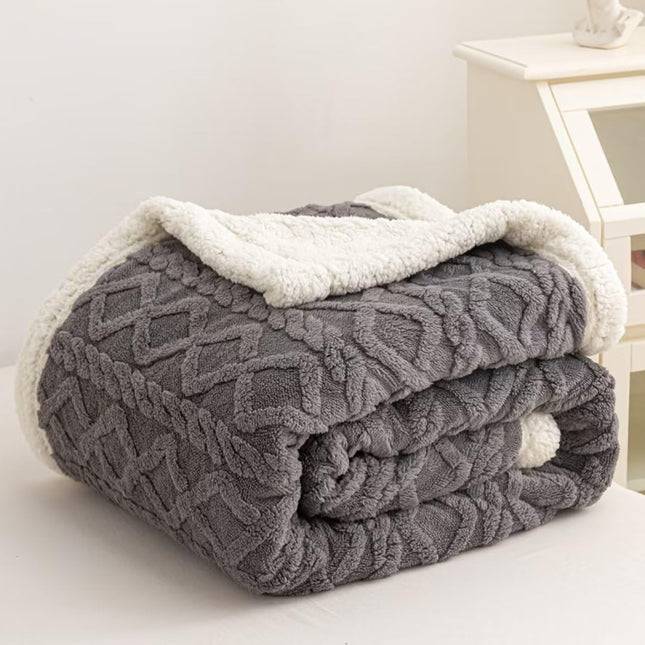 Manta de lã Sherpa 210x230 cm – Manta dupla face em flanela e sherpa, 100% poliéster, super macia e muito quente para o inverno.