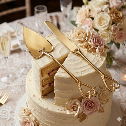 Set de Servidor de Pasteles Dorado Clásico - Decorado Corazon