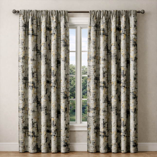 Cortinas Blackout de Poliéster, Padrão de Ondas, 140x260cm - 2 Peças, Elegantes e Modernas - Cinza