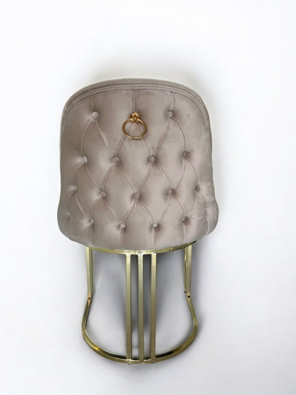 GRANDV03 velvet chair, BEIGE color, gold metal legs