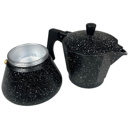 Italian Aluminum Coffee Maker with Black Speckled Design – Vintage Style ☕✨