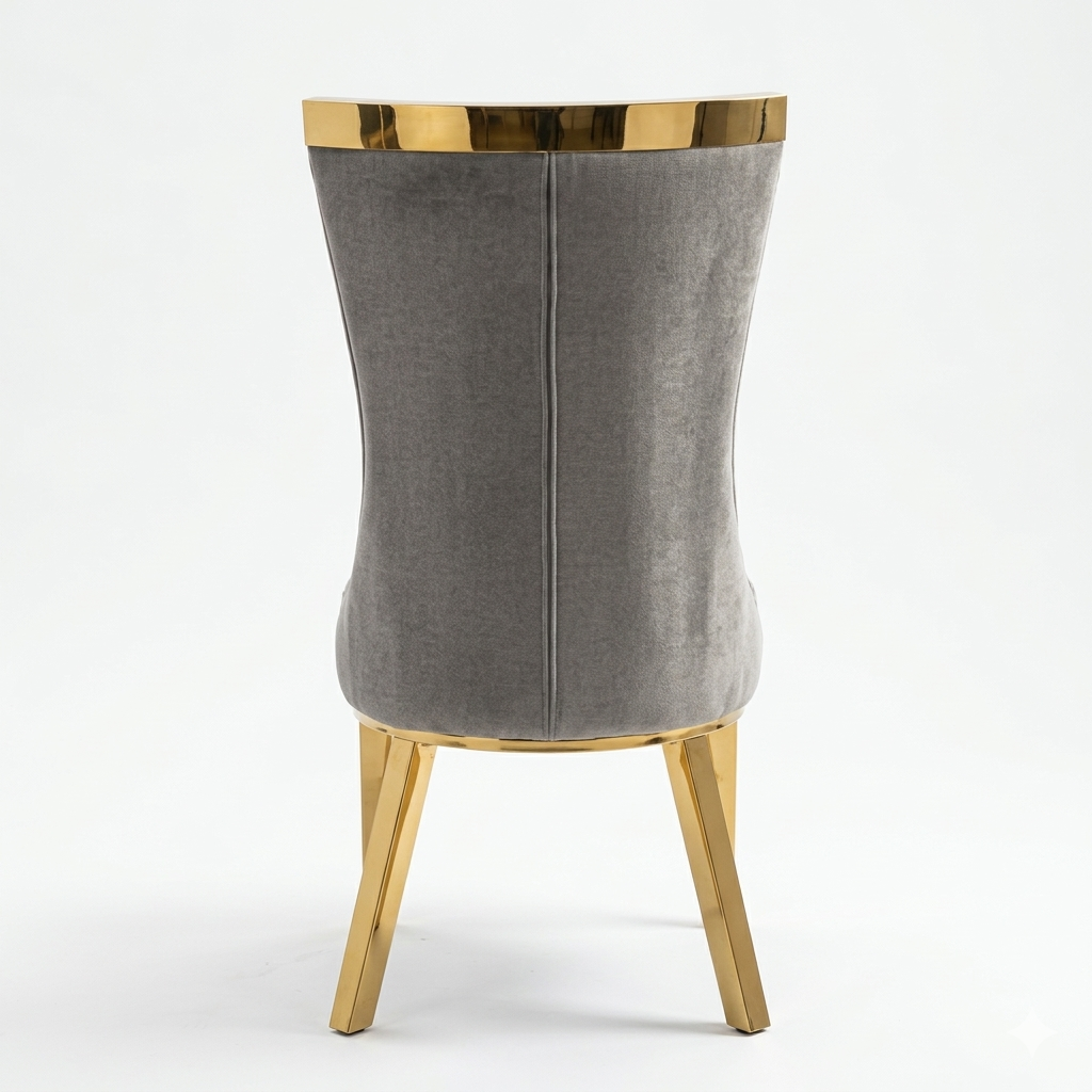 ✨ Cadeira MODELO NEFERTARI estofada em bege com acabamento dourado – Elegância moderna para o seu lar ✨