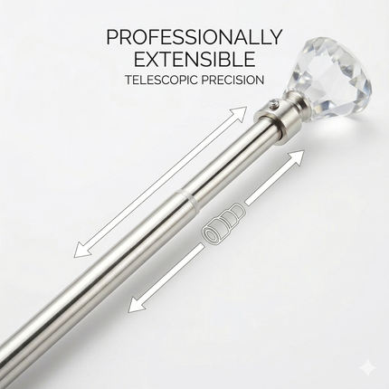 Barra de Cortina Extensible 160-310 cm con Remate Decorativo Cristal Facetado – Plata ✨
