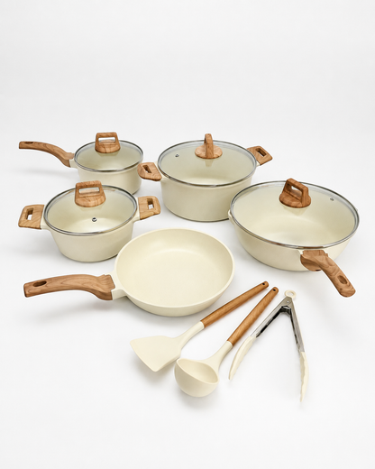 Set de Cocina Bio Bavary 14 Piezas – Ollas, Sartén, Wok, Tapas, Utensilios y Protectores