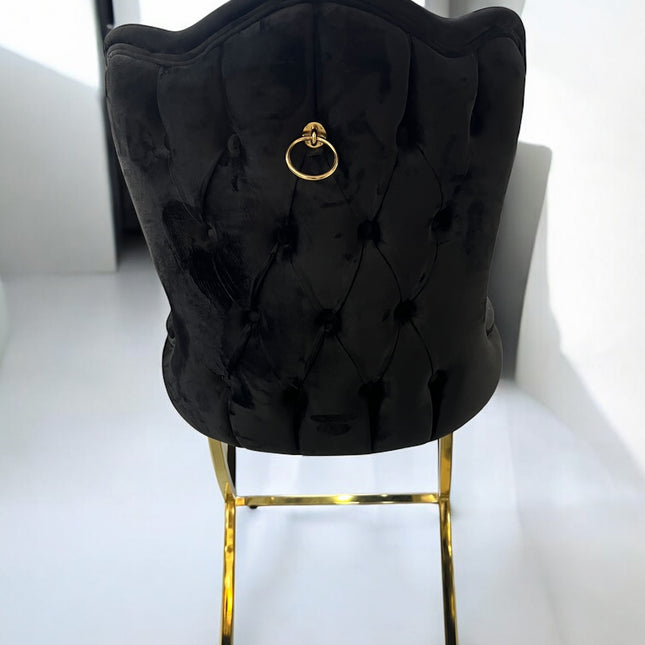 Silla terciopelo BELINDAV28 color negro, patas de metal dorado