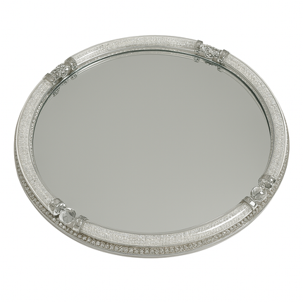 Bandeja Espejo Redonda con Detalles de Cristal Brillante – Diseño Elegante