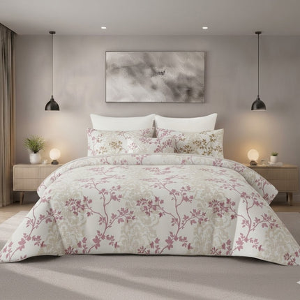 Colcha Diana 2 Floral con Fundas de Almohada – 100% Poliéster - COLOR ROSA PALO