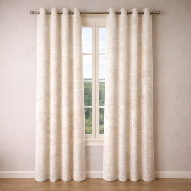 Cortinas Blackout de Poliéster, Padrão de Ondas, 140x260cm - 2 Peças, Elegantes e Modernas - Cinza