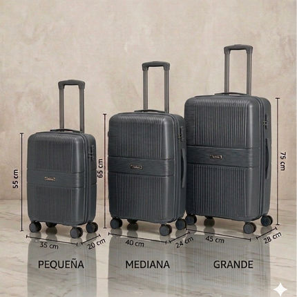 Maleta Rígida de Viaje con Ruedas 360º – Disponible en Tamaño Pequeño, Mediano y Grande - GRIS