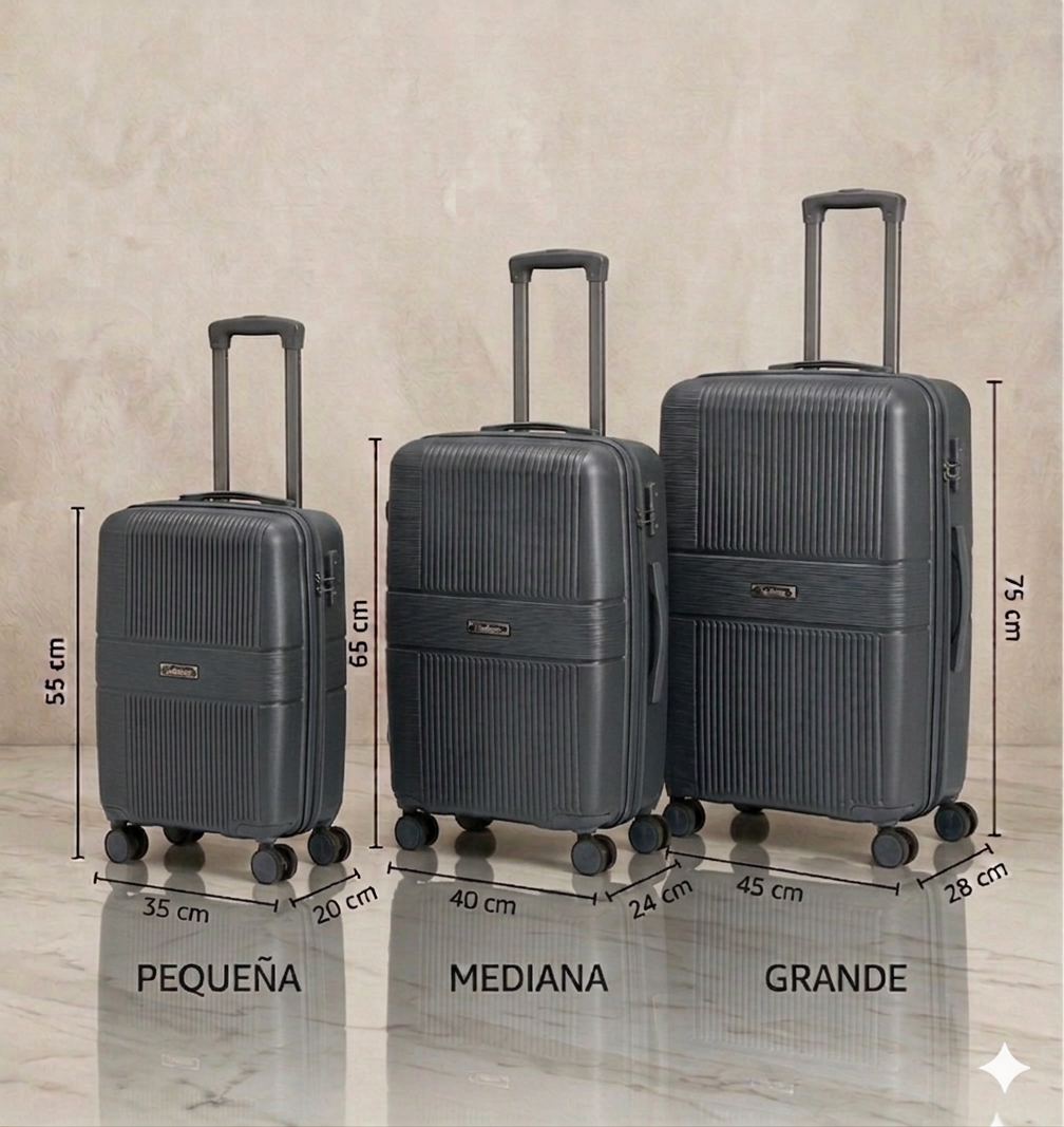 Maleta Rígida de Viaje con Ruedas 360º – Disponible en Tamaño Pequeño, Mediano y Grande - GRIS