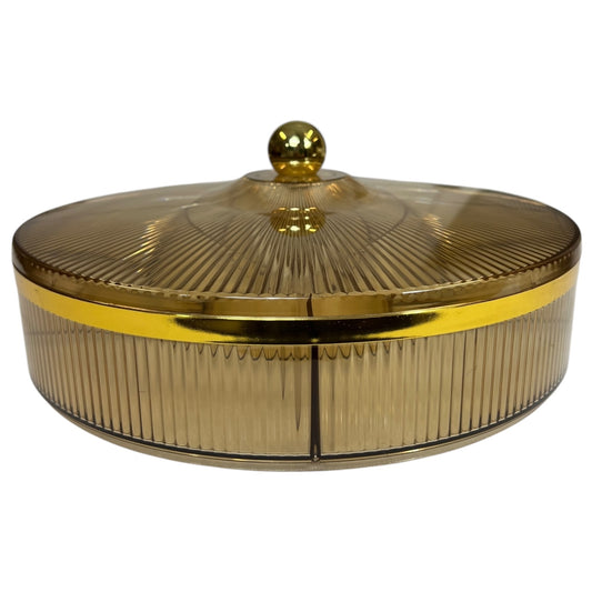 ✨ Caja Organizadora Acrílica con Tapa y Divisiones – Ideal para Snacks o Dulces- plástico DORADO