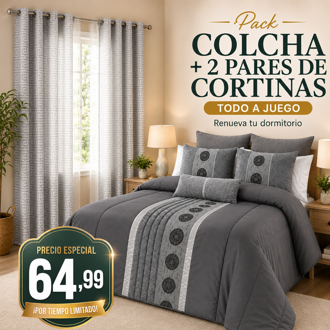 🏯 TOQUIO Elegant Bedspread – Decorative Set with Three Pillows, 250 x 260 cm - DARK GREY COLOR