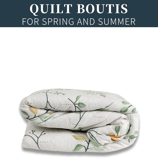 Edredom Boutis para primavera e verão, liso reversível em dois tons - MODELO FLOWER