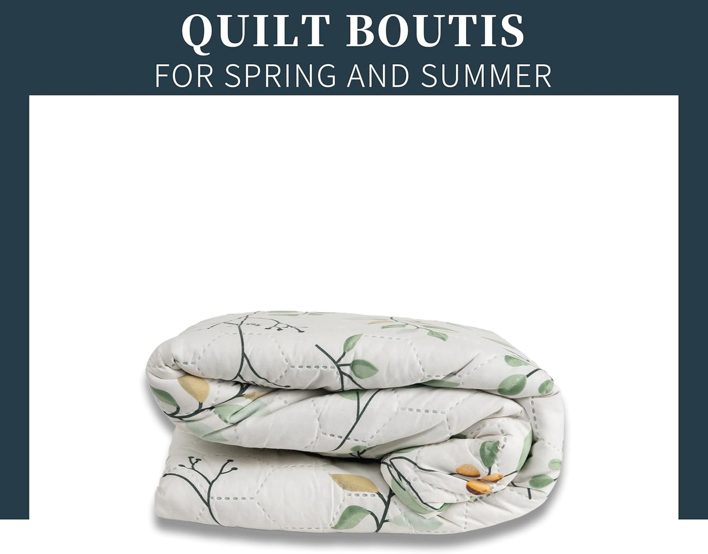 Boutis Quilt for Spring and Summer, Two-Tone Reversible Plain - FLOWER MODEL