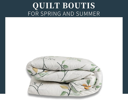 Boutis Quilt for Spring and Summer, Two-Tone Reversible Plain - FLOWER MODEL