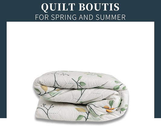 Boutis Quilt for Spring and Summer, Two-Tone Reversible Plain - FLOWER MODEL